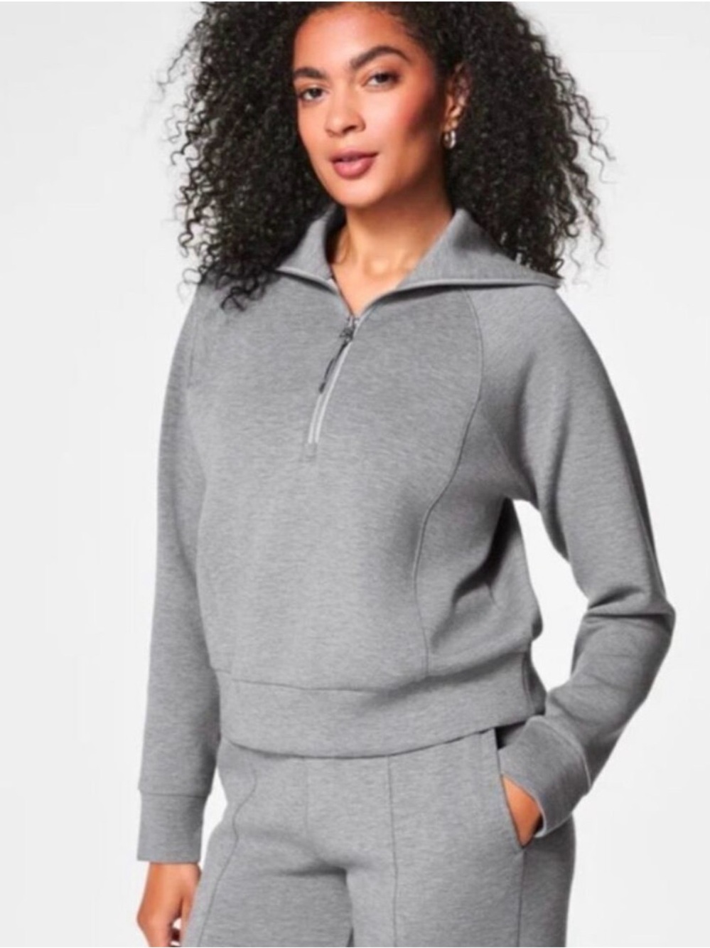 SPANX Air Essentials Gray Half Zip Sweater Size M